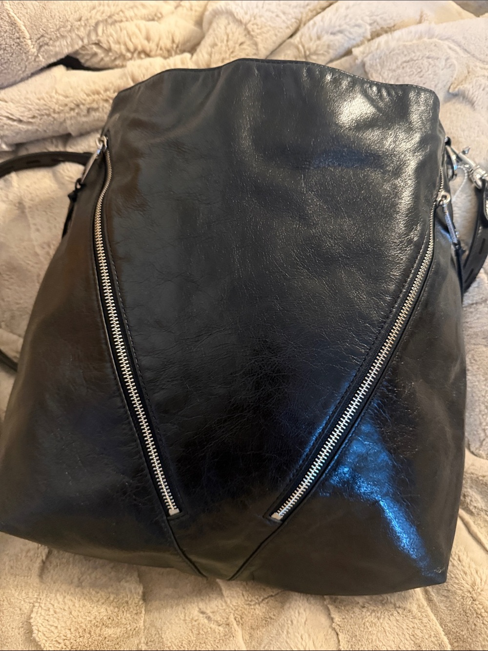 Rebecca Minkoff Moto Hobo Black LeatherZip-Accent Shoulder Bag Vintage - Picture 13 of 13